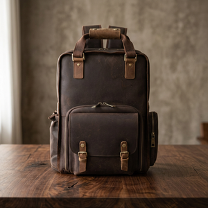 Sac à dos classique en cuir véritable ZOLO LEATHERS avec poignée, fermeture éclair antivol durable, multifonctionnel, style vintage, marron - Product Image 1