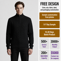 Pull Polo Homme Personnalisé en Maille Câblée à Col Montant et Manches Longues – Style Business Décontracté pour Tenue Quotidienne – Prise en Charge OEM et Commandes en Gros