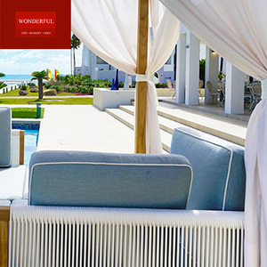 Muebles de Jardín Modernos de Madera, Nuevo Diseño, Sofá de Teca con Cuerdas para Patio, Sala de Estar u Hotel - Product Image 4