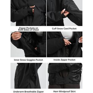 Ensemble veste et pantalon de ski pour homme grande taille personnalisé, imperméable 15K, respirant 10K, isolé, coupe ample, pour snowboard - Product Image 4