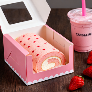 Carton personnalisé recyclé rose Boîte à gâteau suisse en rouleau Boîte d'emballage coulissante pour dessert au four - Product Image 5