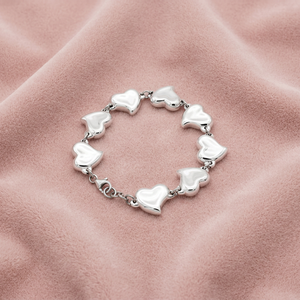 Bracelet à maillons en forme de cœur brossé - Style romantique en argent 925 - Product Image 2
