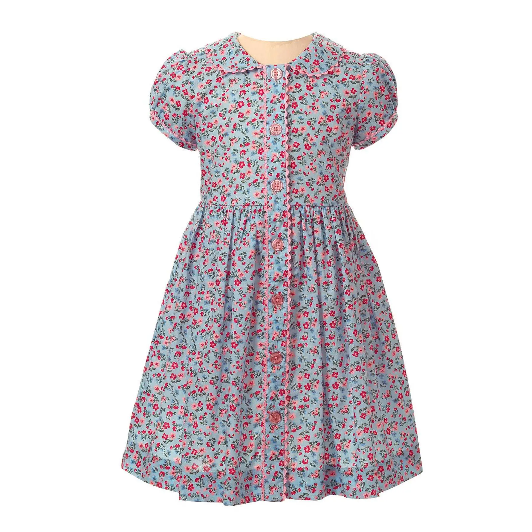 Guangzhou designer dresses famous brands baby girls dresses 7 16 children summer girls dresses kids with front button down