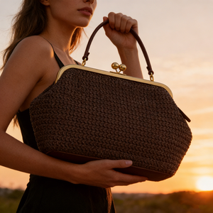 Oversized Natural Straw Woven Kiss-lock Clutch <strong>Bag</strong> <strong>Large</strong> Capacity Women's Handbag for Summer Beach - Product Image 3