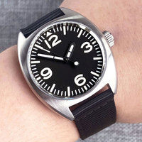 36mm unisexe 20bar étanche en acier montre automatique hommes NH35 PT5000 kaki Nylon Band AR bombé saphir Reloj Hombre lumineux