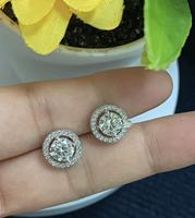 Boucles d'oreilles OEM en argent sterling 925 avec zircone cubique taille brillante pour femmes, idéales pour le quotidien, les fêtes et les cadeaux, vente en gros de boucles d'oreilles