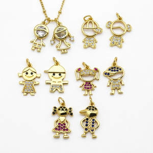 Colgante de oro de 18 quilates chapado para niños, con microincrustaciones de circonita, figura de joyería para pulsera, collar, regalo DIY, EXCELENTE - Product Image 1