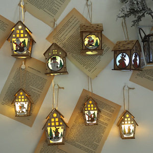 Wooden Christmas House with Lights, New Cross-Border Christmas Creative Assembled <b>Small</b> House <b>Ornament</b>, Illuminated Colorful - Product Image 1