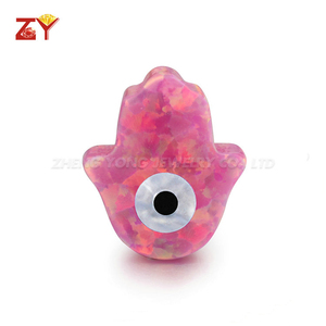 Zhenzyong-GEMA de ojo de ópalo sintético, joyería de ópalo/ópalo azul de fuego, <span class=keywords><strong>Hamsa</strong></span>/8x10mm, Ópalo malvado - Product Image 3