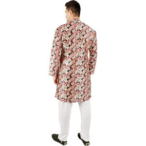 Conjunto de Kurta y Pijama de Satén Estampado para Hombre, Ropa Tradicional Étnica India, Diwali Puja - Product Image 5