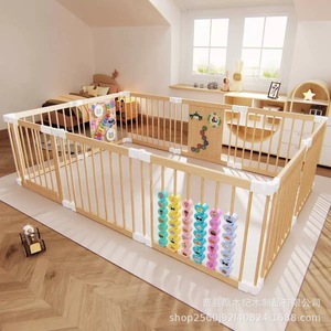 Corralito de madera para bebés, plegable, de madera maciza, para uso doméstico, seguro para niños pequeños - Product Image 2