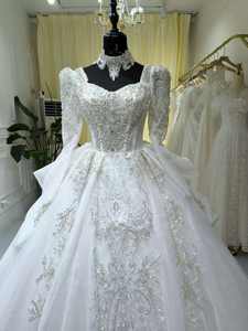 S0835N 2026 nouveau luxe longue queue une Version princesse à manches longues perle lourde haute qualité fée robe de mariée - Product Image 3