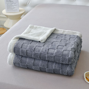 Blue <b>Plush</b> Throw <b>Blanket</b> 200x230cm Textured Faux Fur Sofa Bed Cover, Soft Warm Couch Throw for Living Room, 3 Sizes Poland Stock - Product Image 3
