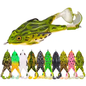 LETOYO 7,5 cm 9cm 10cm cebo de rana suave doble hélices patas Topwater Ray Frog Bigger Splash más atractivo