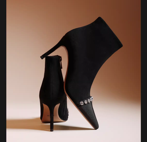 Bottines à bout pointu <span class=keywords><strong>beige</strong></span> à talon fin pour femmes, automne-hiver, bottines en daim synthétique avec doublure en soie, effet rehausseur de taille - Product Image 2