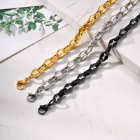 Bracelet à chaîne à lèvres en acier inoxydable Liens géométriques uniques Finition polie Accessoire de mode pour lui et elle
