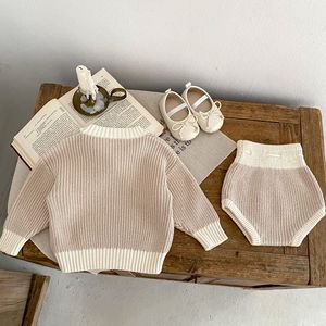 秋の乳児用プルオーバーショーツ2点セット 高品質新生児ニットセーター ベビーニットウェア服セット - Product Image 4