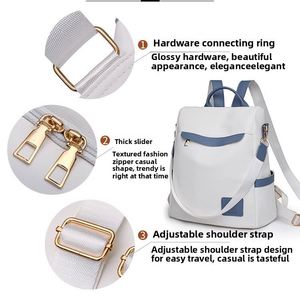 Leather Patchwork Youth Multifunctional Shoulder Dual-purpose Trendy Casual Anti-theft Travel School <b>Students</b> <b>Backpack</b> - Product Image 3
