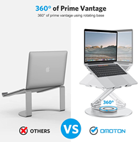 Support d'ordinateur portable en aluminium pliable unique à rotation 360 degrés, support de bureau réglable pour ordinateur portable de 14 à 17,3 pouces