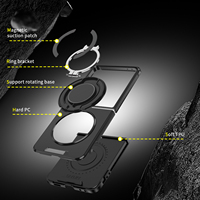 Coque de téléphone antichoc robuste en PC et TPU avec anneau magnétique, support et protection d'écran, compatible avec le support de voiture à ventouse pour Z Flip 6 7 8