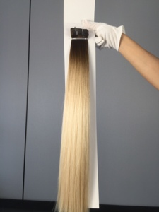 โรงงานผลิตผมยี่ห้อ Jasminebeauty ผมแท้แบบ Double Drawn Virgin Natural European Straight Remy PU Double Weft สีบลอนด์เดี่ยว 100% - Product Image 5
