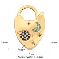 Tendance coeur gemme Style double serrure bijoux fermoir résultats de bijoux faits à la main, mauvais œil Micro pavé Zircon bijoux approvisionnement L20 S64