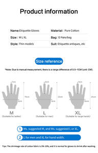 Guantes Blancos de Algodón Puro Ceremoniales, Suaves, Duraderos y Económicos, con Puño Elástico, de Alta Calidad, Personalizables para Etiqueta Laboral - Product Image 3