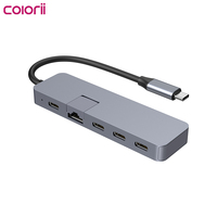 Station d'accueil Type-C 100W avec charge PD, Ethernet Gigabit 5 Gbps, 3 ports de données Type-C, adaptateur hub USB-C pour ordinateur portable