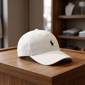 Gorra de Béisbol Blanca con Estampado por Transferencia de Calor y Bordado, Ajustable, de 6 Paneles, de Sarga de Algodón, Unisex, Deportiva, con Hebilla Metálica - Product Image 2