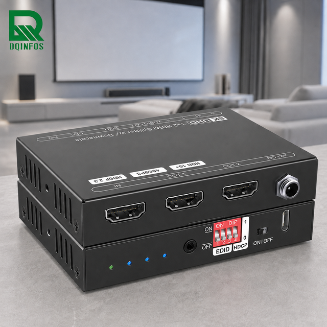 High Speed UHD 1x2 H DMI 2.1 Splitter 4K 8K60Hz 48Gbps Bandwidth Auto Downscale to 1080P for Home Theater Game Monitor