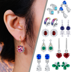 Precio de fábrica, joyería de moda de piedras preciosas cultivadas <span class=keywords><strong>en</strong></span> laboratorio para mujer, Esmeralda, zafiro, rubí, compromiso, anillos de boda, fiestas, aniversarios - Product Image 2