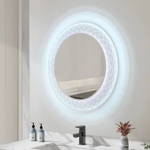 Norhs frameless large led behind bathroom art mirror smart led big irregular asymmetrical mirror wall Bathroom light Mirror