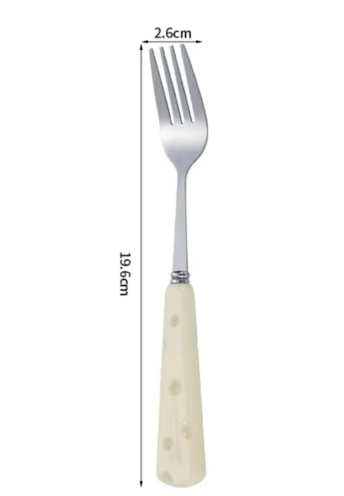 Fourchette à fromage [[manche plastique + acier 410]