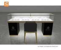 Vitrine de présentation de bijoux en verre avec éclairage LED personnalisé, design moderne, écologique, robuste, facile à nettoyer, pour l'aménagement intérieur de magasin
