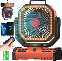 Nouveau ventilateur de camping portable de 12 pouces pour l'extérieur, 40000 mAh, avec lumière RGB et SOS, télécommande, rechargeable, pour les voyages