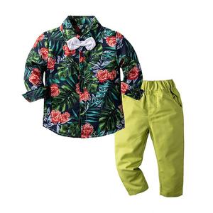 Vêtements de mode pour bébés, costume hawaïen pour garçons, ensembles de jeans élégants avec pantalon vert de Chine - Product Image 1