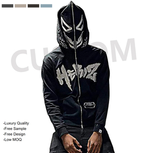 Dcy sang trọng hoodie nhà sản xuất tùy chỉnh thêu, trống đầy đủ Zip Up hoodie với túi ẩn, Hoodies quá khổ đường phố - Product Image 2