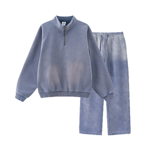 <strong>2</strong> Piece Jogging Suit Long Sleeve Fleece Tracksuits Men Half <strong>Zip</strong> <strong>Sweatshirt</strong> and Sweatpants Set - Product Image 1