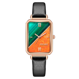 Éxito Explosivo en <span class=keywords><strong>TikTok</strong></span>: Reloj Cuadrado de Moda para Mujer, Correa de Cuero, Estilo Lujoso y Ligero, Color Verde - Product Image 5