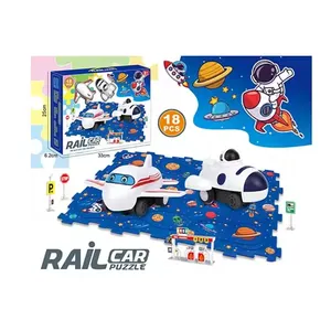 子供教育面白いプレイゲームインタラクティブおもちゃDIYB/O電気パズルレールカートラックおもちゃ子供のための恐竜宇宙飛行機のテーマ
