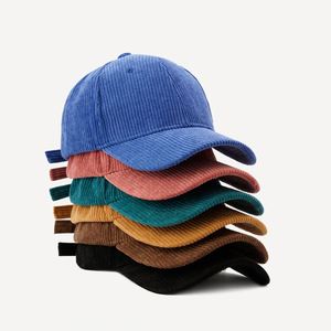Gorra de béisbol de pana lisa al por mayor, gorra de béisbol de 6 paneles de pana, gorras deportivas de pana para papá, gorra de béisbol - Product Image 1