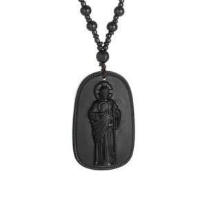 <span class=keywords><strong>Collier</strong></span> pendentif <span class=keywords><strong>Bouddha</strong></span> protecteur en verre noir et vert simulé, bijoux religieux unisexes anciens et significatifs 2026 - Product Image 4
