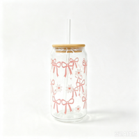 Gobelet en verre borosilicate fait main Wuso avec couvercle en bambou et paille, motif dessin animé, portable, réutilisable, capacité 550 ml, résistant à la chaleur