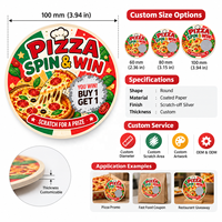 Nouveau style, graphiques personnalisés, anti-transparence, découpés à la forme, thème pizza, impression couleur à données variables, tickets de récompense à gratter