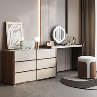 Meubles de chambre pour filles style crème coiffeuse de chambre à coucher tiroir intégré armoire de table de maquillage télescopique multifonctionnelle