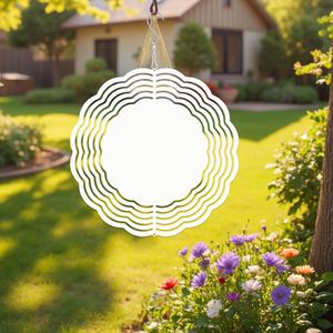 Campanas de Viento Metálicas Personalizadas de 8 y 10 Pulgadas, en Blanco para Sublimación, de Doble Cara, para Jardín, DIY - Product Image 5