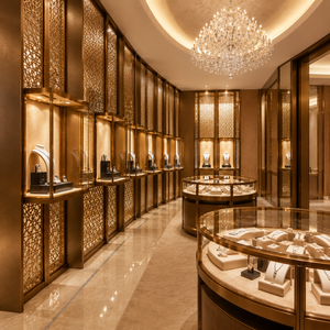 Modern Luxury Jewelry Watch Display Set Brass Finish Glass Cabinet For New Jewellery Retail Store Interior Decoration Fixture - Product Image 4