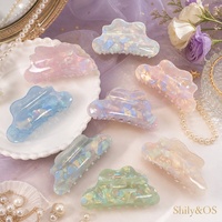 Jepit Rambut Shily&OS Mermaid Cloud Claw Clip Besar Gaya Asetat 8 Warna Iridescent Putih Kuning Pink Ungu Jepit Belakang Grosir