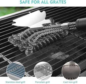 Cepillo y raspador para parrilla de acero inoxidable sin cerdas, suministrado por OEM, para limpieza de barbacoas al aire libre, antiadherente y resistente al calor - Product Image 6