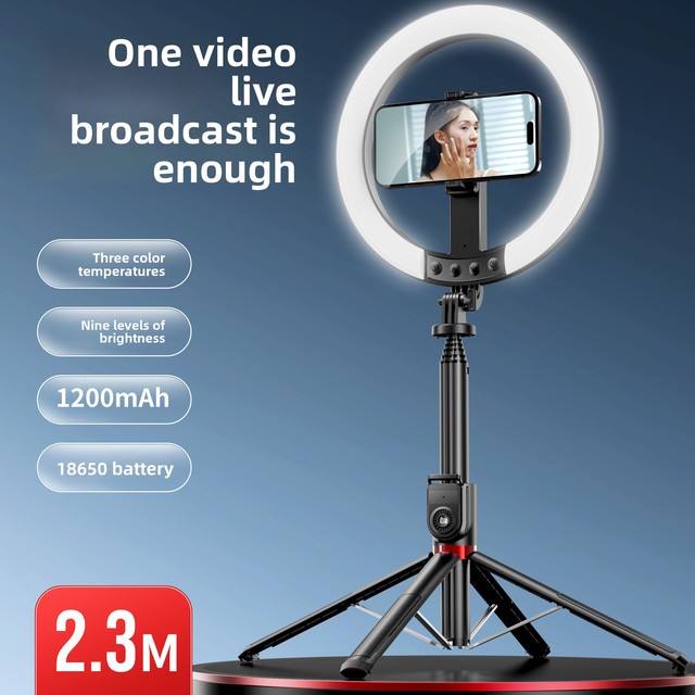 2025 Large Size 2.3m Aluminum Alloy Tripod Extra Stable Selfie Stick 3000-6500K Photography LED Fill Ring Light for Live